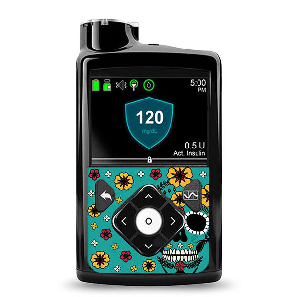 ExpressionMed Medtronic Minimed Decorative Sticker: Teal skull