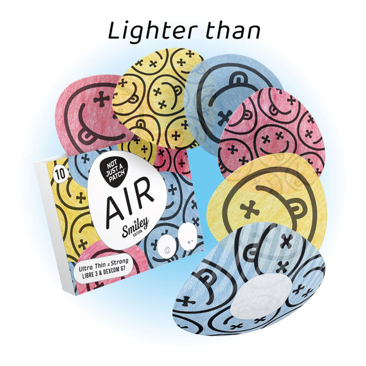 Not Just a Patch Air Adhesive patches for Dexcom G7 &amp; Freestyle Libre 3: Smiley Multicolor - Pack of 10