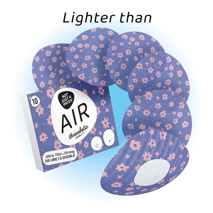Not Just a Patch X Thrivabetic Air Adhesive patches for Dexcom G7 &amp; Freestyle Libre 3: Bloomberry Violet - Pack of 10