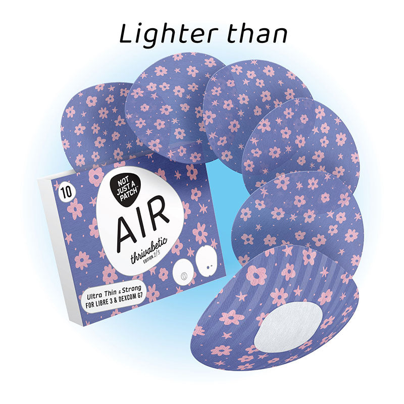 Not Just a Patch X Thrivabetic Air Adhesive patches for Dexcom G7 & Freestyle Libre 3: Bloomberry Violet - Pack of 10