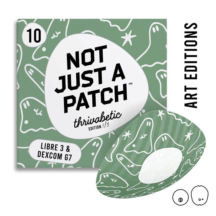 Not Just a Patch X Thrivabetic Air Adhesive patches for Dexcom G7 &amp; Freestyle Libre 3: T1D Ghostly Mode - Pack of 10