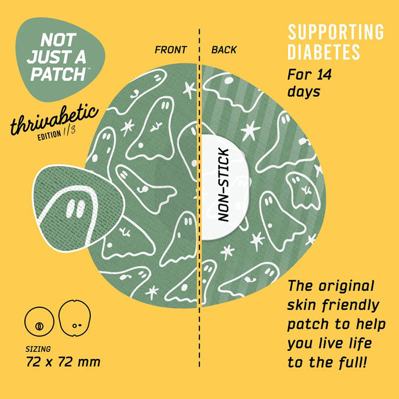 Not Just a Patch X Thrivabetic Air Adhesive patches for Dexcom G7 &amp; Freestyle Libre 3: T1D Ghostly Mode - Pack of 10