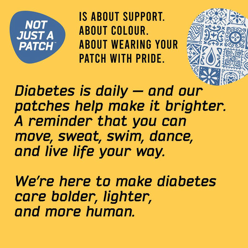 Not Just a Patch X Thrivabetic Adhesive patches for Dexcom G7 &amp; Freestyle Libre 3: Mediterranean Mosaic Blue - Pack of 10