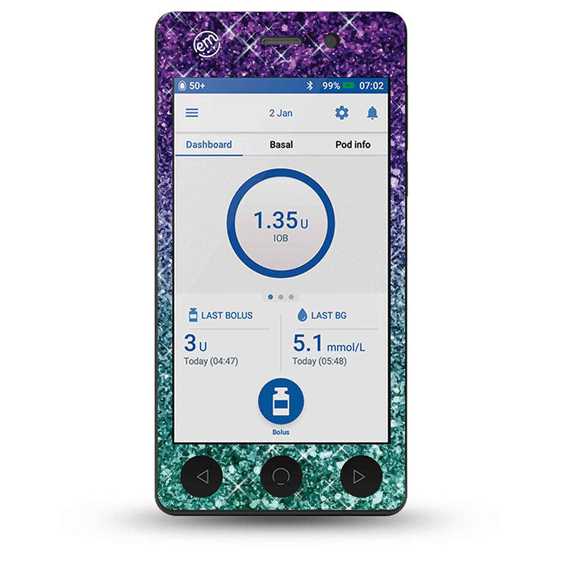 ExpressionMed Omnipod Dash decorative sticker: Glittering ombre
