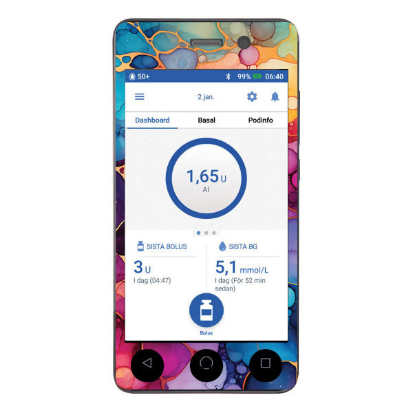 Omnipod Dash decorative sticker: Alcohol ink