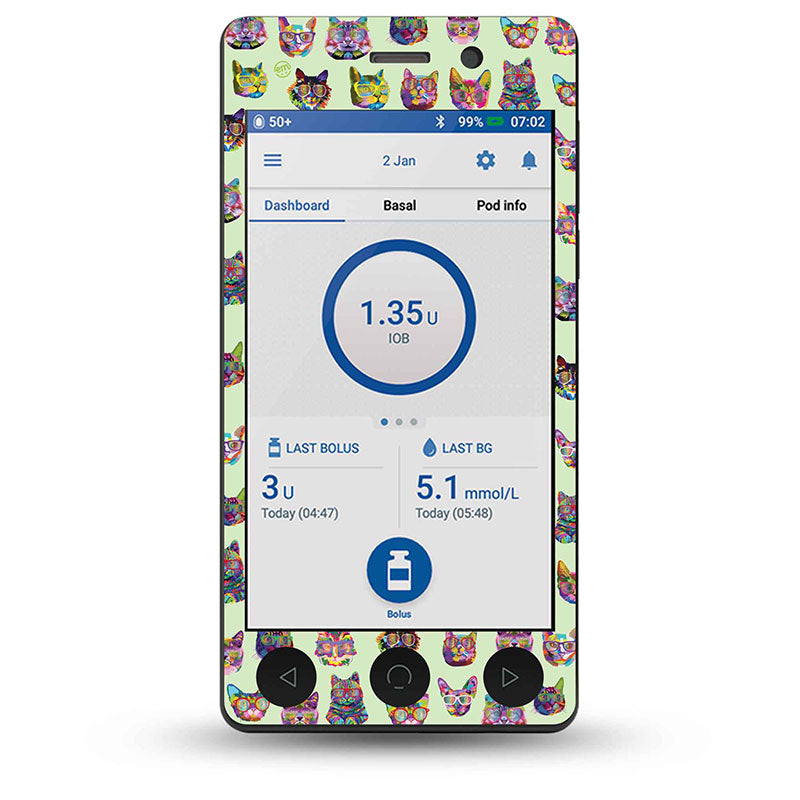 ExpressionMed Omnipod Dash decorative sticker: Cat party