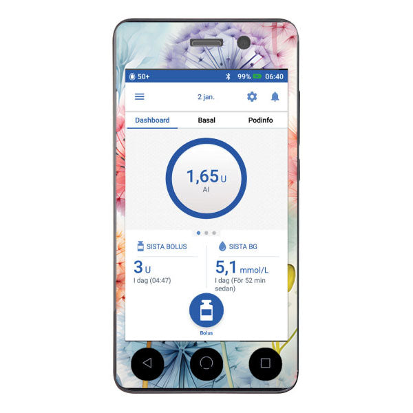 Omnipod Dash decorative sticker: Dandelions