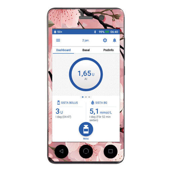 Omnipod Dash decorative sticker: Cherry blossoms