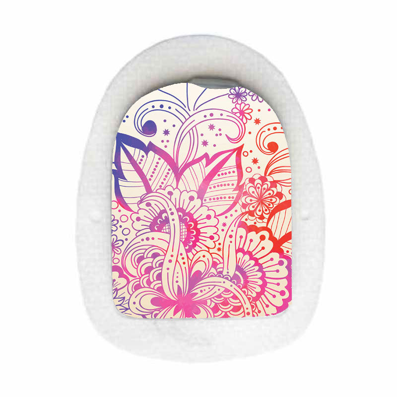 Omnipod decorative sticker: Rainbow flowers