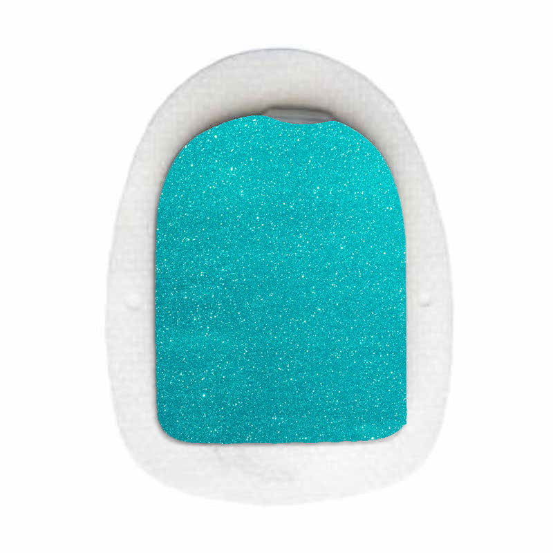 Omnipod decorative sticker: Turquoise glitter