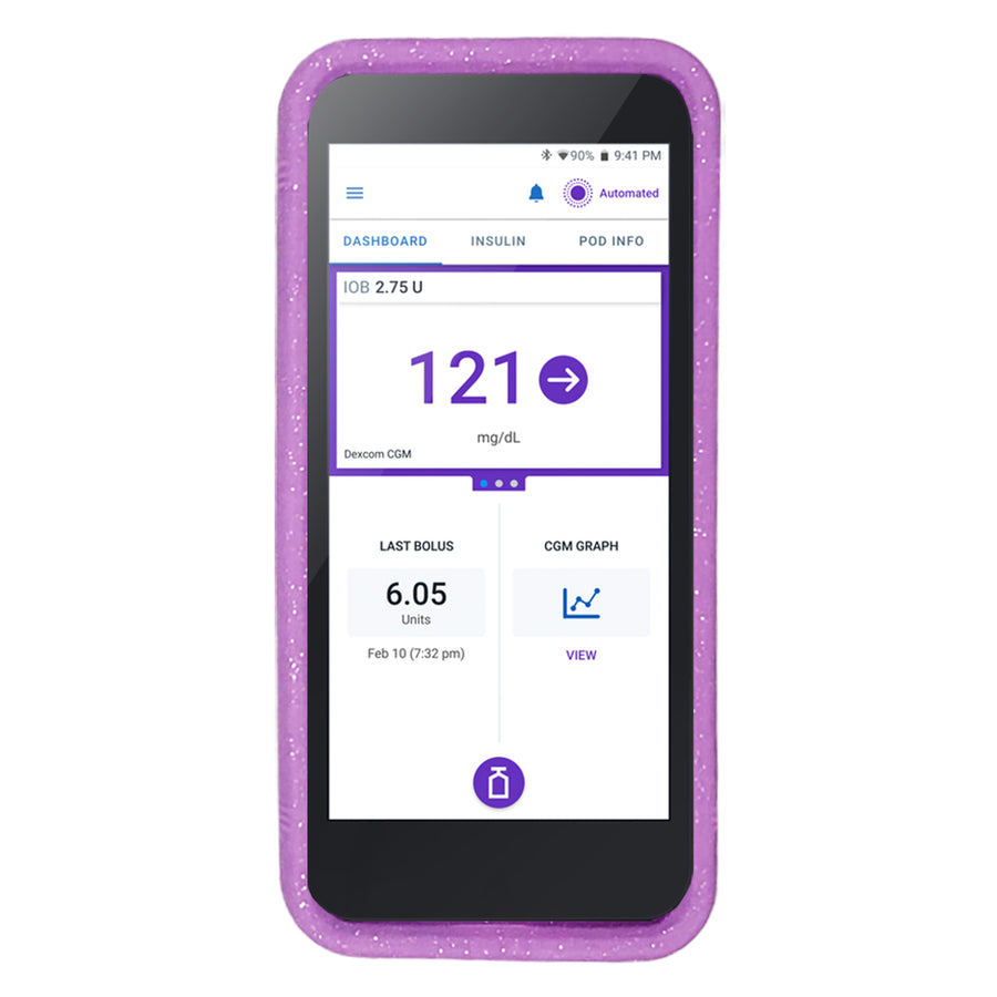 Omnipod 5 Gel Skin: Purple glitter