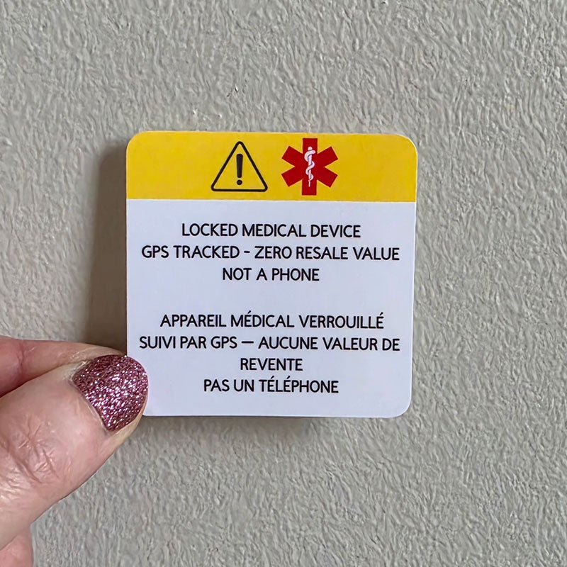 Medical device Theft deterring sticker