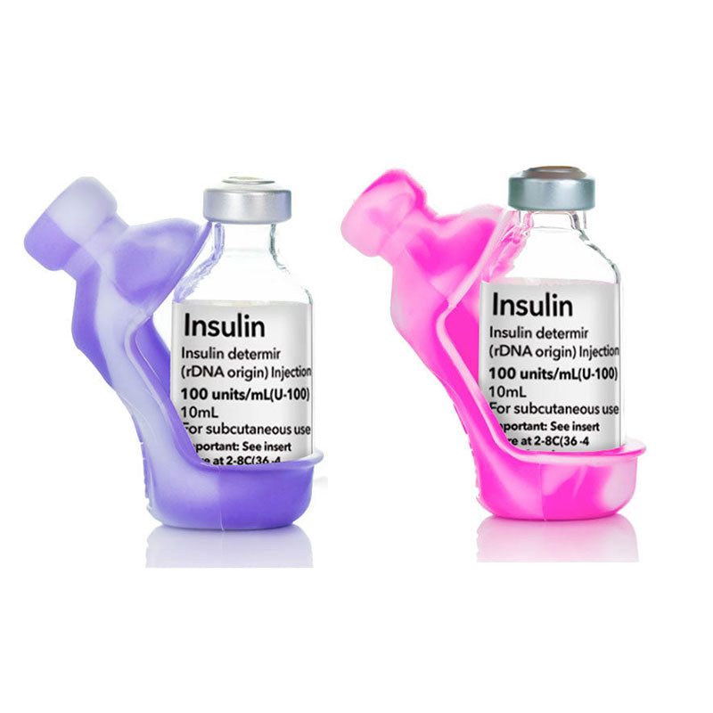 Étui de protection pour flacon d'insuline Vial Safe, taille courte de 10 ml, tie-dye rose et violet, paquet de 2
