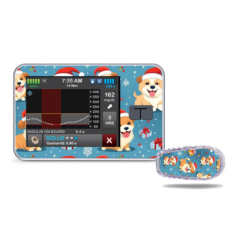 Tandem t:slim decorative sticker: Cute Christmas Dogs – Pimp My Diabetes