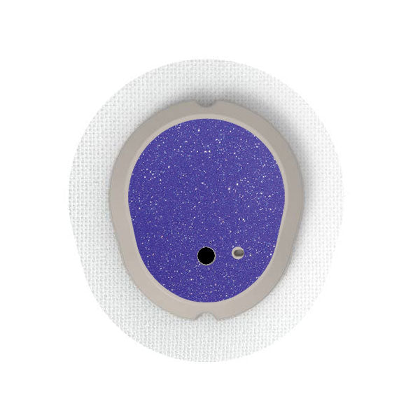 Dexcom G7 transmitter sticker: Purple glitter