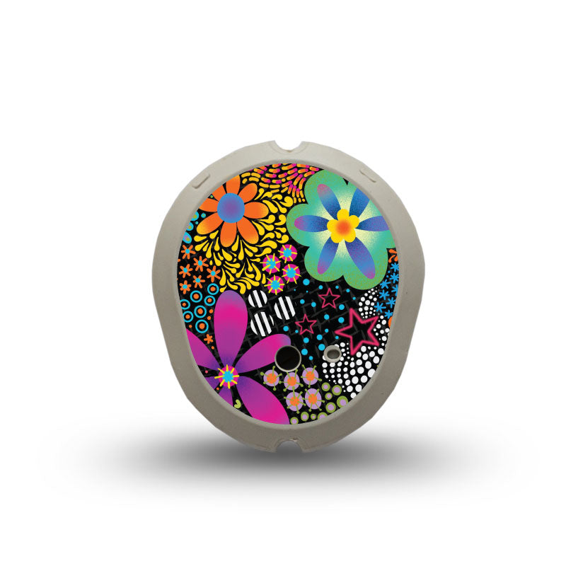 ExpressionMed Dexcom G7 transmitter sticker: Psychedelic flowers