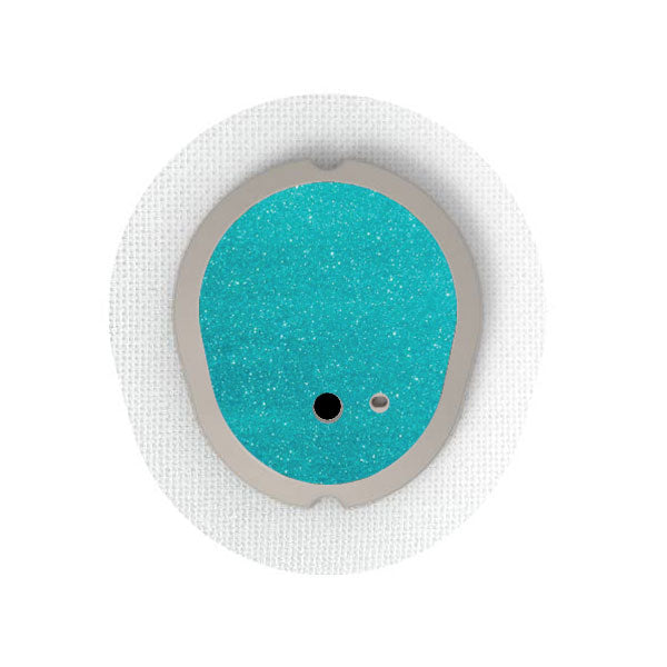 Dexcom G7 transmitter sticker: Turquoise glitter
