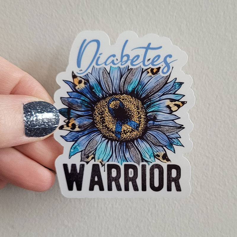 Diabetes Warrior Blue Flower Sticker