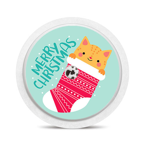 Freestyle Libre 1 & 2 sensor sticker: Merry Christmas cat