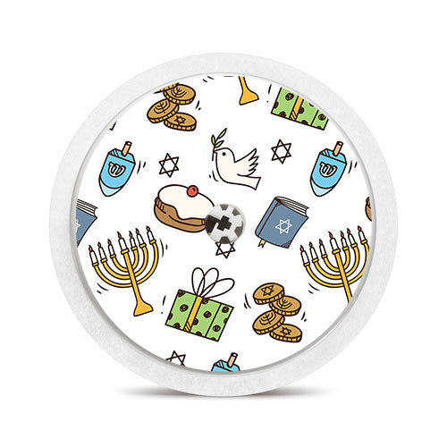 Freestyle Libre 1 & 2 sensor sticker: White Hanukkah