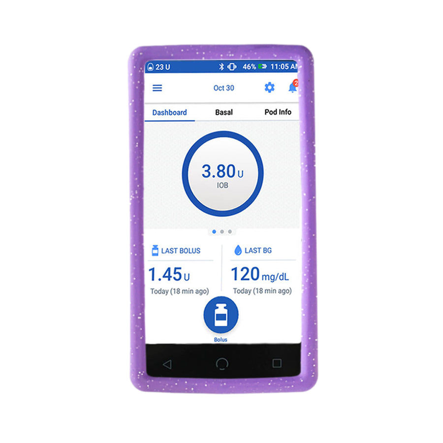 Omnipod DASH Gel Skin: Purple glitter