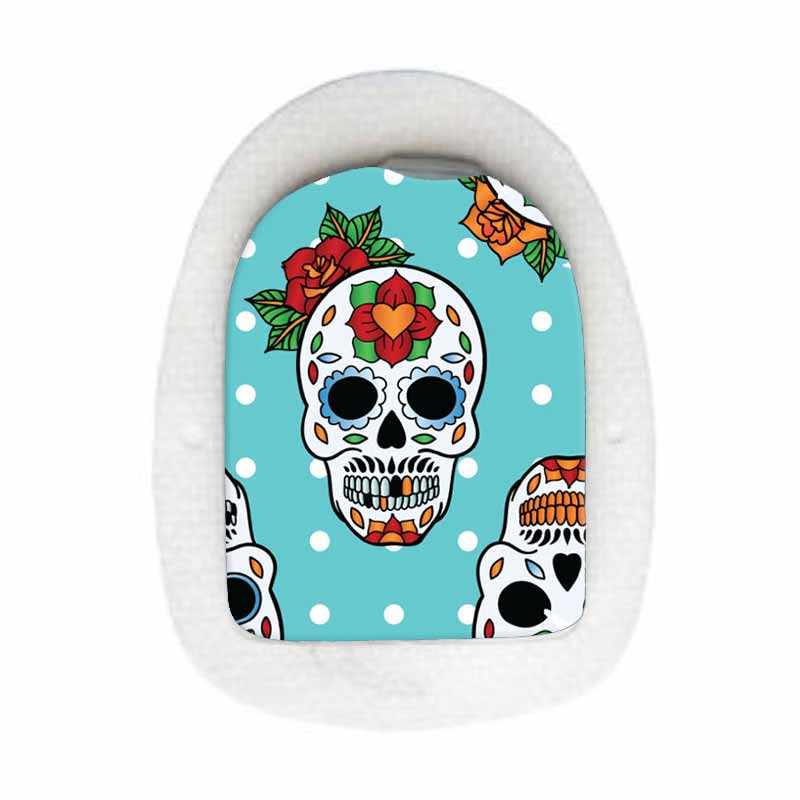 Omnipod decorative sticker: Blue sugar skulls