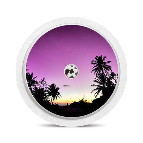 Sticker capteur Freestyle Libre 1 & 2 : Palmiers violet ciel