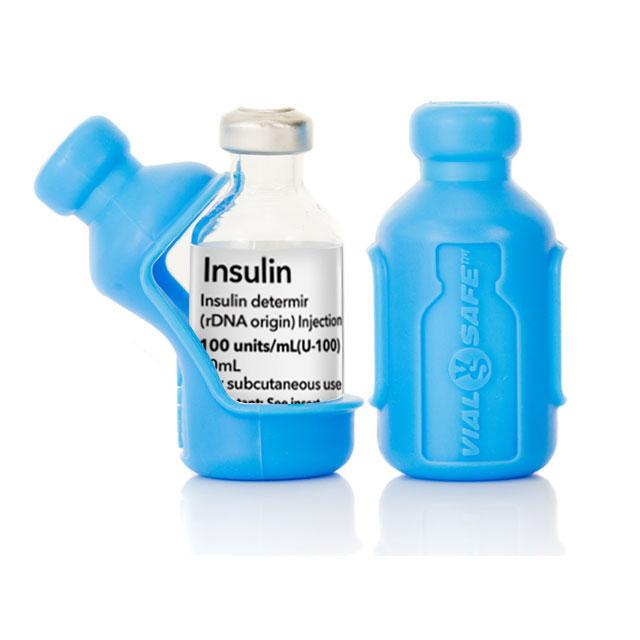 Protecteur pour flacon d'insuline Vial Safe, format court de 10 ml, bleu clair, paquet de 2