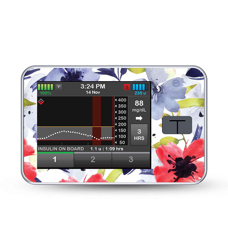 ExpressionMed Tandem t:slim decorative sticker: Red white & blue flowe ...