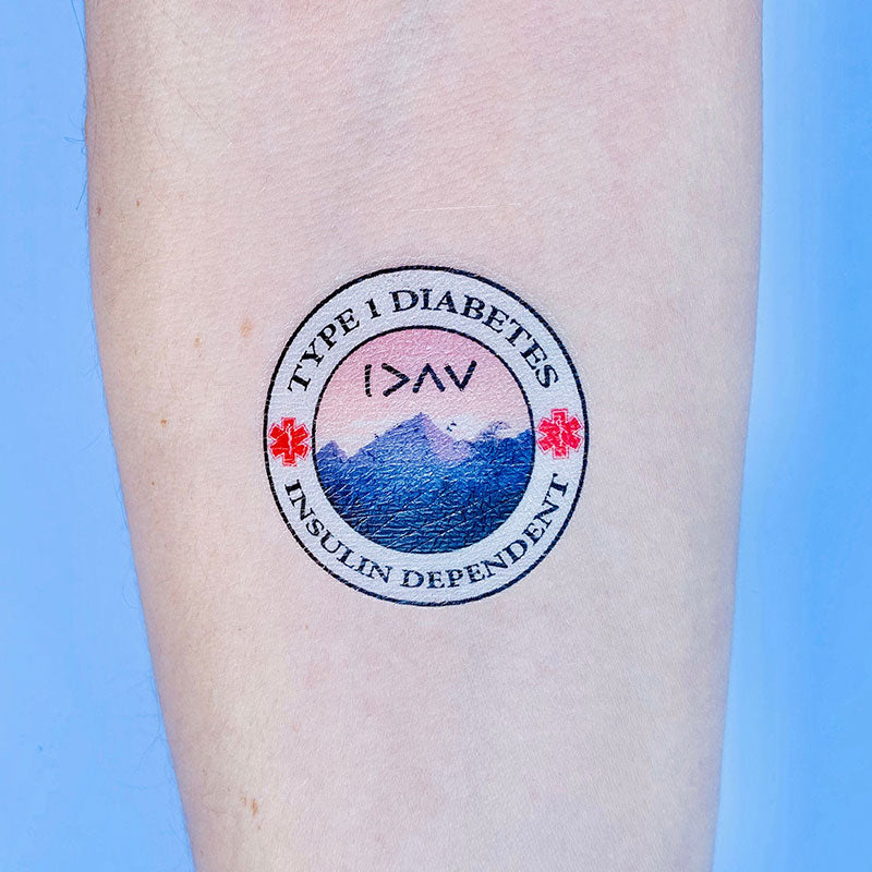 Type 1 Diabetes Insulin Dependent Mountains - Medical Alert Temporary Tattoo