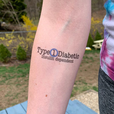 Type 1 Diabetic Insulin Dependent with blue ring - Medical Alert Temporary Tattoo