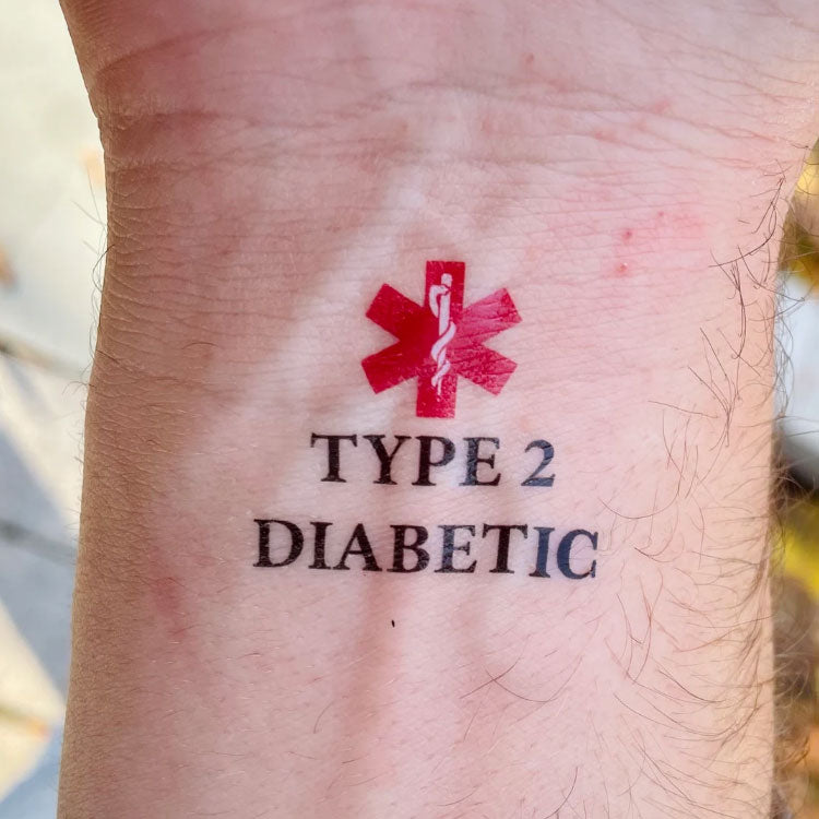 Type 2 Diabetic - Medical Alert Temporary Tattoo