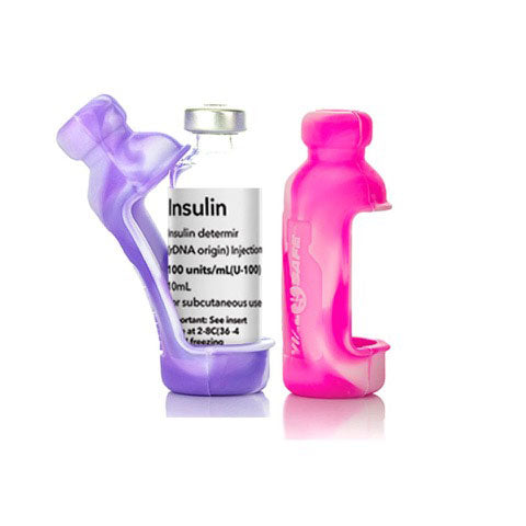Étui de protection pour flacons d'insuline Vial Safe, grande taille de 10 ml, cravate rose et violet, paquet de 2
